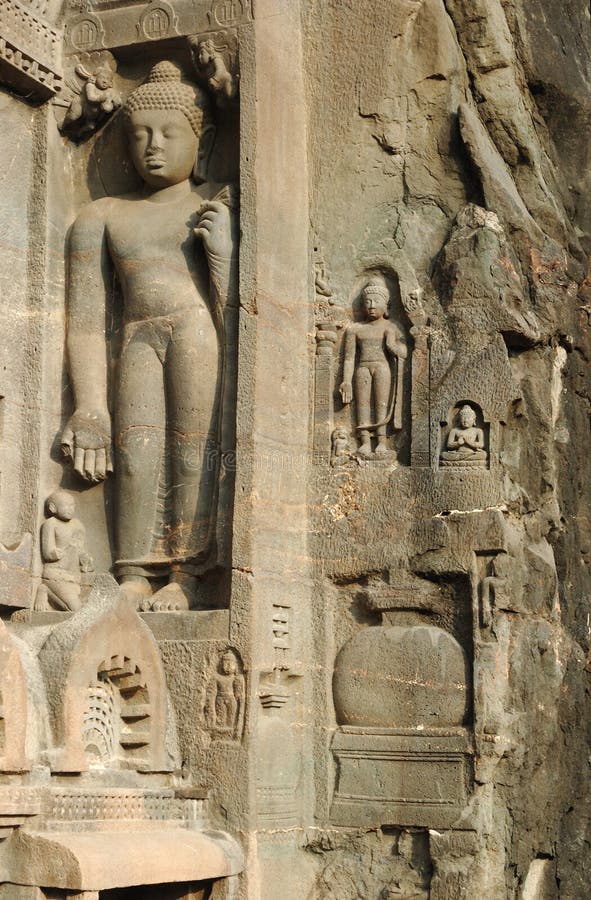 Buddha Statues at Ajanta,cave Temple Complex,India Stock Photo Image