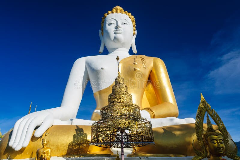 Golden Buddha Statues on the High Mountain Stock Image Image of