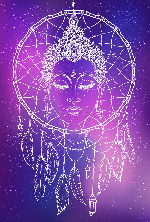 Buddha stellen über dreamcatcher rundem Muster gegenüber Geheime Weinlese VE vektor abbildung Buddha stellen über dreamcatcher rundem Muster gegenüber Geheime Weinlese VE vektor abbildung