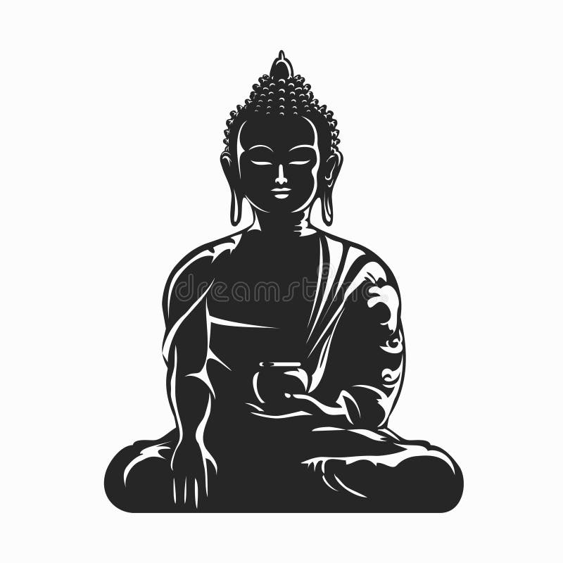 Buddha black silhouette. Meditation and buddhism, yoga symbol, vector illustration. Buddha black silhouette. Meditation and buddhism, yoga symbol, vector illustration
