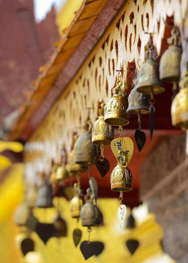 Heart Bells In Buddhist Temple Stock Image Image of hung, religion