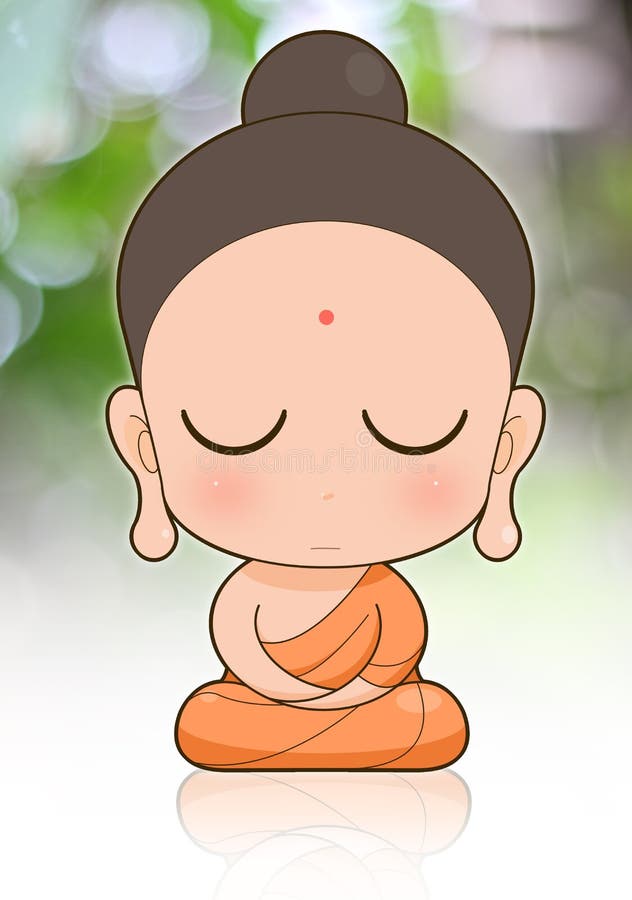 Buddhist Monk cartoon stock illustration. Illustration of funny - 28741499