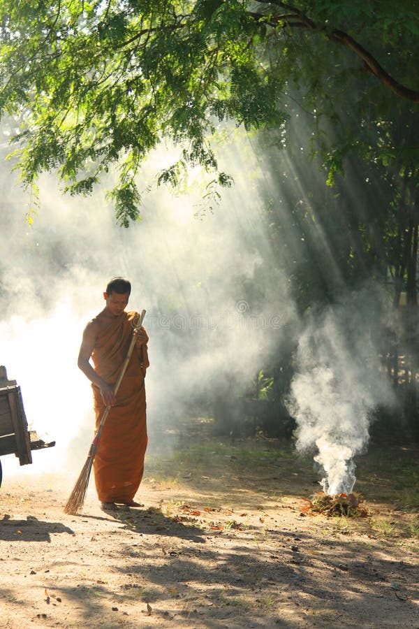 Buddhist Monk Yard Work