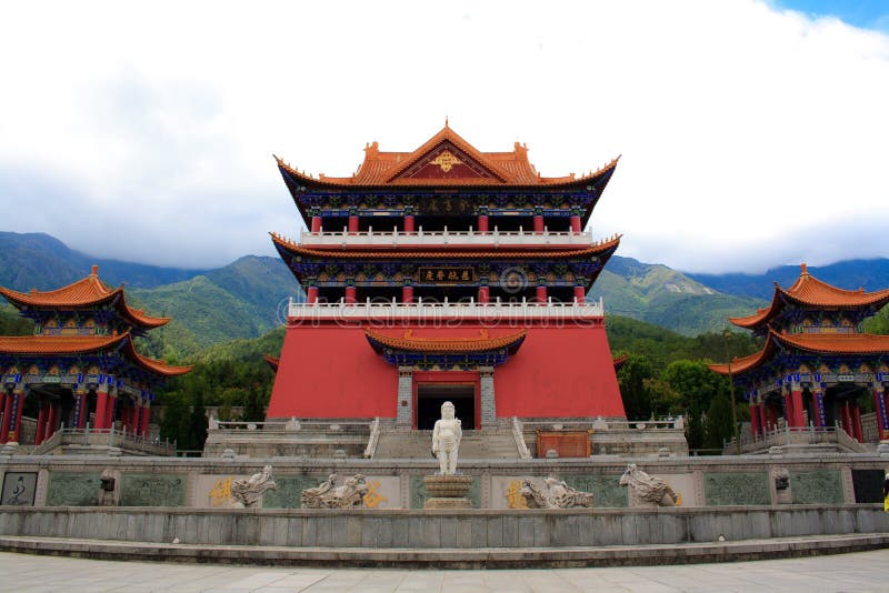 The Buddhist pavilion and Little Buddha statue in Chongshen monastery.