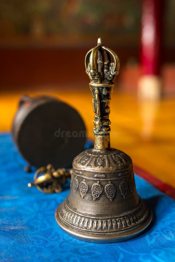 Buddhist religious equipment - Vajra Dorje and bell. stock photos Buddhist religious equipment - Vajra Dorje and bell. stock photos