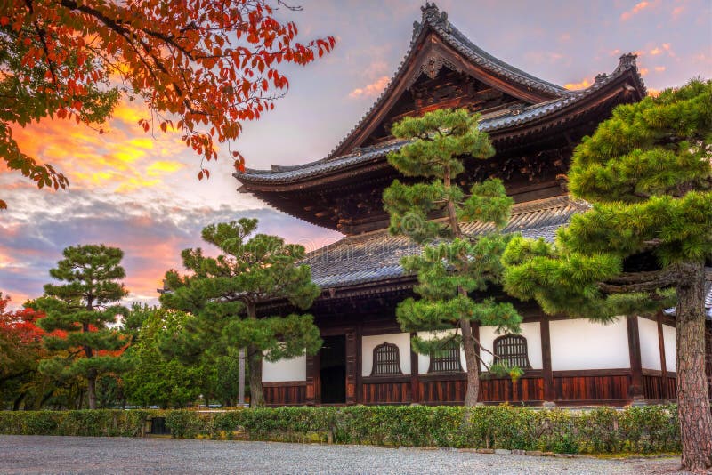 Buddhist temple in Kyoto during autumn season