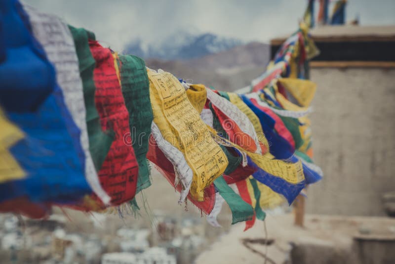 Buddhist Tibetan Prayer Flag Colorful Flag Stock Photo - Image of himalaya,  gompa: 151708506