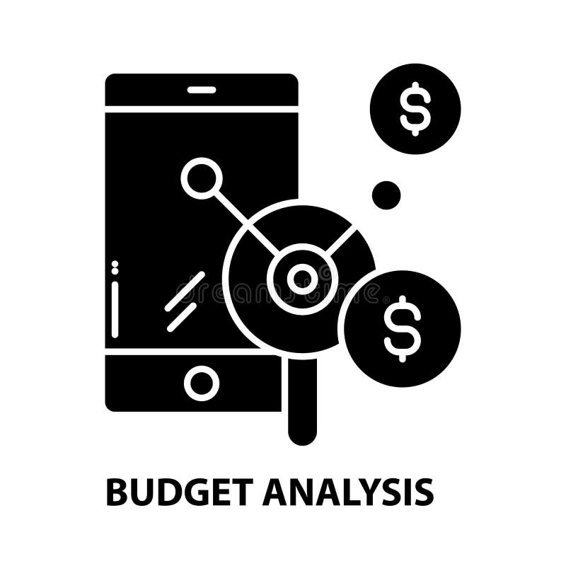 Budget analysis icon, black vector sign with editable strokes, concept illustration vector illustration