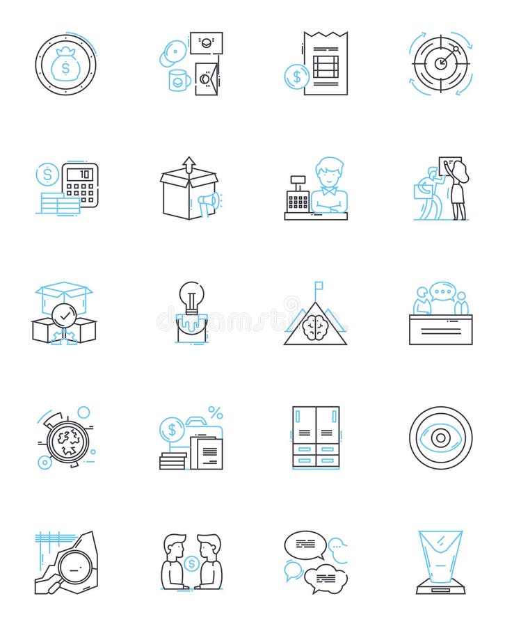 Budget Analysts linear icons set. Forecasting, Budgeting, Financial, Analysis, Excel, Mathematics, Planning line vector royalty free illustration