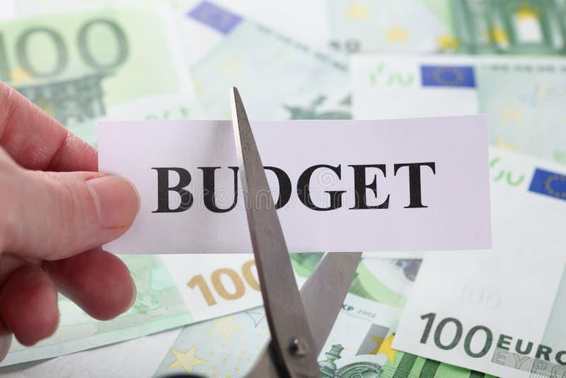 Budget cut stock photo. Image of euro, paper, scissors 46088306