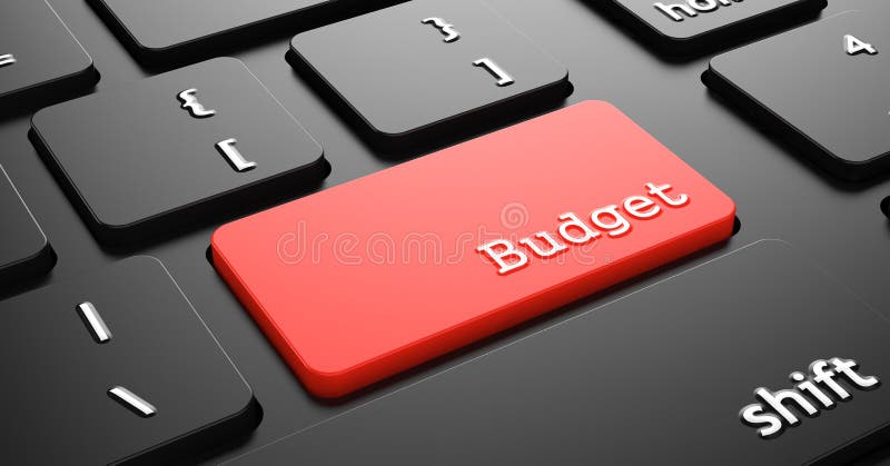 Budget on Red Keyboard Button Enter on Black Computer Keyboard. Budget on Red Keyboard Button Enter on Black Computer Keyboard.