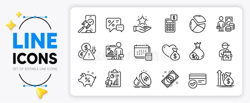 Budget, Report and Money profit line icons. For web app. Vector royalty free illustration