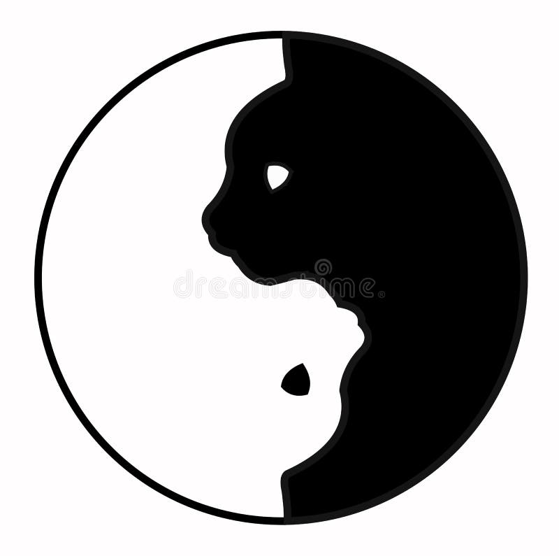 Budismo Yin Yang Cats Gatos preto e branco simples e bonitos na forma do yinyang Ilustração do vetor ilustração royalty free Budismo Yin Yang Cats Gatos preto e branco simples e bonitos na forma do yinyang Ilustração do vetor ilustração royalty free