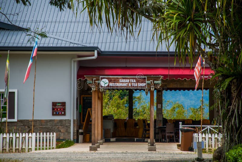 Budować restauracyjną pobliską Malezyjską herbacianą fabrykę i sklep Sabah borneo fotografia stock Budować restauracyjną pobliską Malezyjską herbacianą fabrykę i sklep Sabah borneo fotografia stock