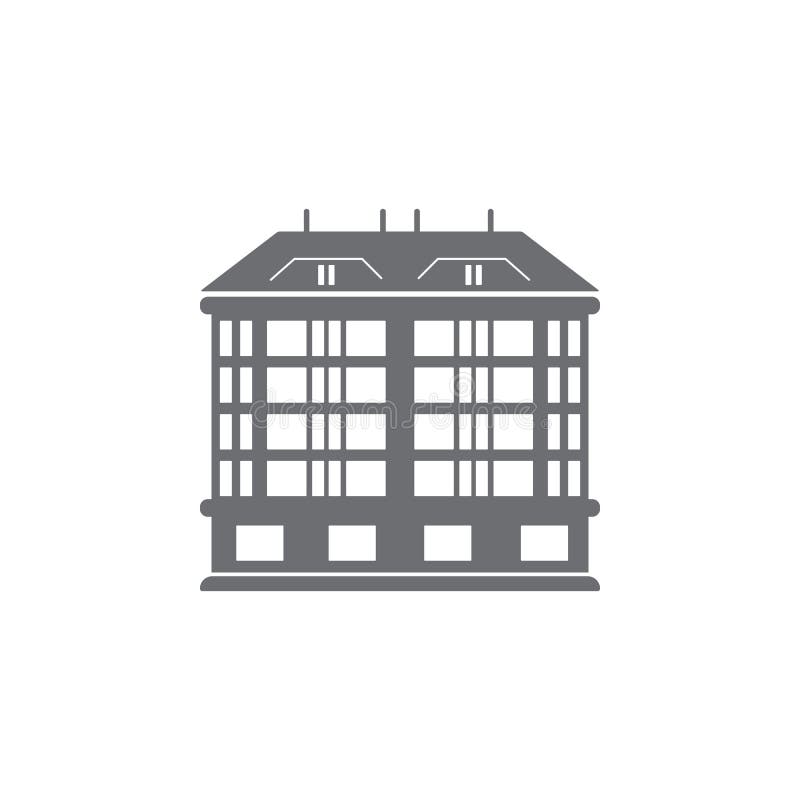 Budynek ikona Prosta element ilustracja budynku symbolu projekta szablon Może używać dla sieci i wiszącej ozdoby na białym tle