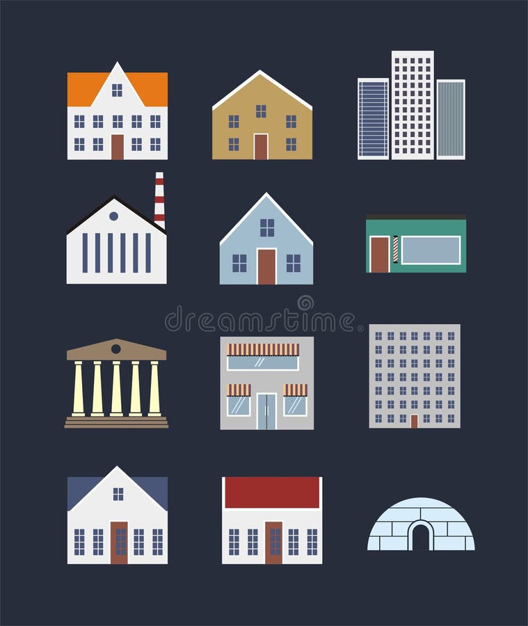 Budynek ikony set ilustracji Budynek ikony set ilustracji