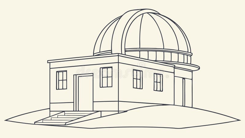 Budynek Obserwatorium Dome Sketch. Teleskop astronomiczny. konstrukcja wektorowa Generacyjna AI ilustracja wektor
