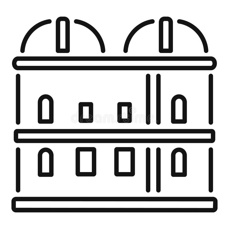 Budynek obserwatorium z teleskopami obserwującymi gwiazdy ikona linii ilustracja wektor