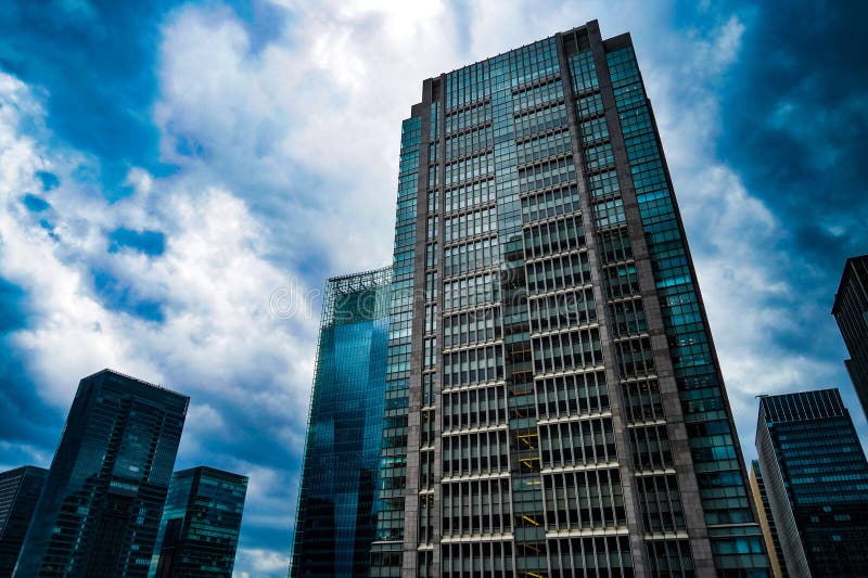 Budynek wysokiego wzrostu w budowie. strzelanie do chiyoda ward tokyo