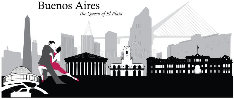 Buenos Aires pejzażu miejskiego linii horyzontu ilustracja royalty ilustracja Buenos Aires pejzażu miejskiego linii horyzontu ilustracja royalty ilustracja
