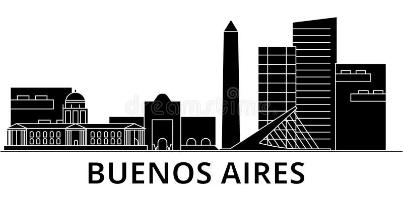 Buenos Airos architecture vector city skyline, travel cityscape with landmarks, buildings, isolated sights on background royalty free illustration Buenos Airos architecture vector city skyline, travel cityscape with landmarks, buildings, isolated sights on background royalty free illustration