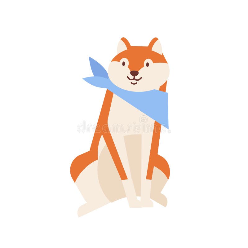 Bufanda de cuello alegre linda de Akita Inu que lleva Perro o perrito que se sienta de diversión de la raza japonesa aislado en e stock de ilustración