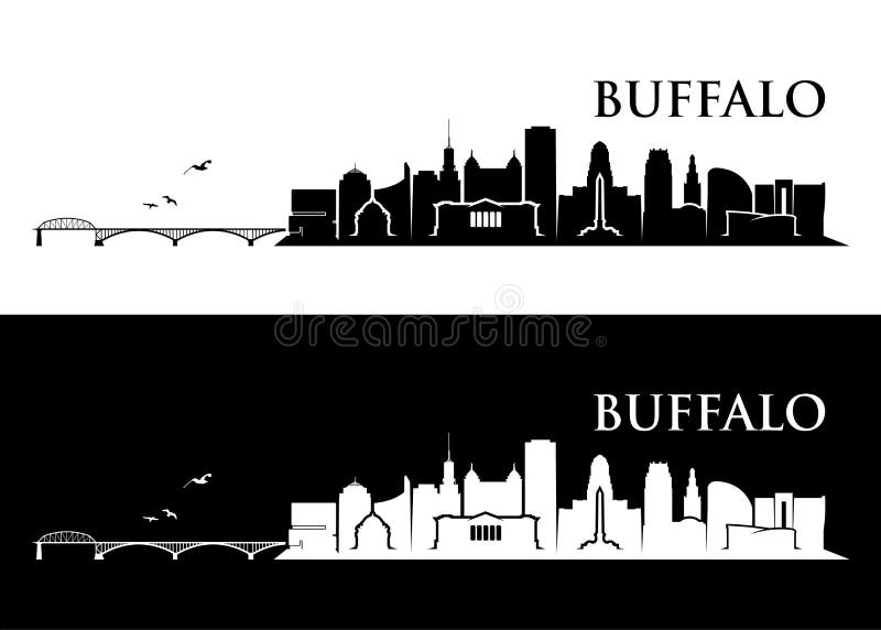 Buffalo USA Skyline And Landmarks Silhouette Stock Vector