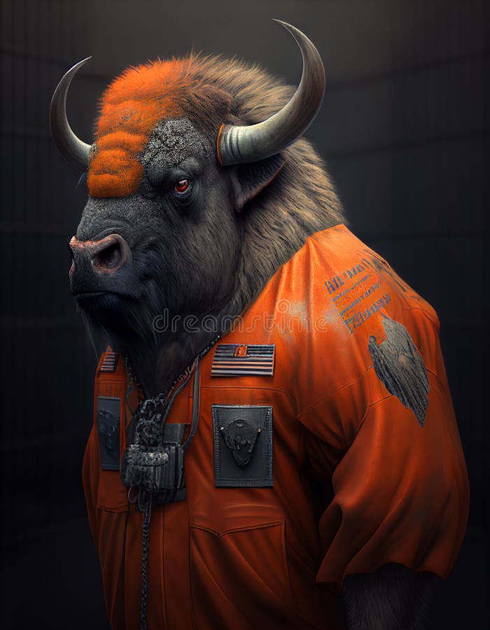 Buffalo Wearing a Warepack Realistic Illustration Generated with AI