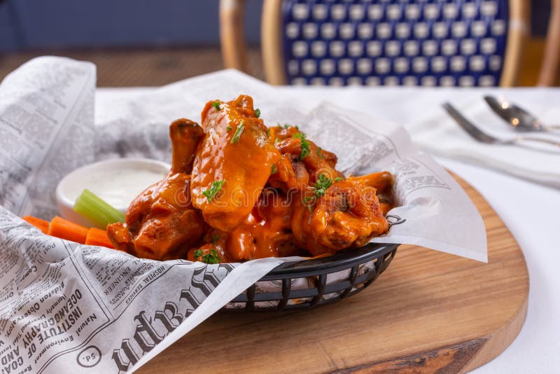 Buffalo wings basket stock photo. Image of sauce, condiment 182223676