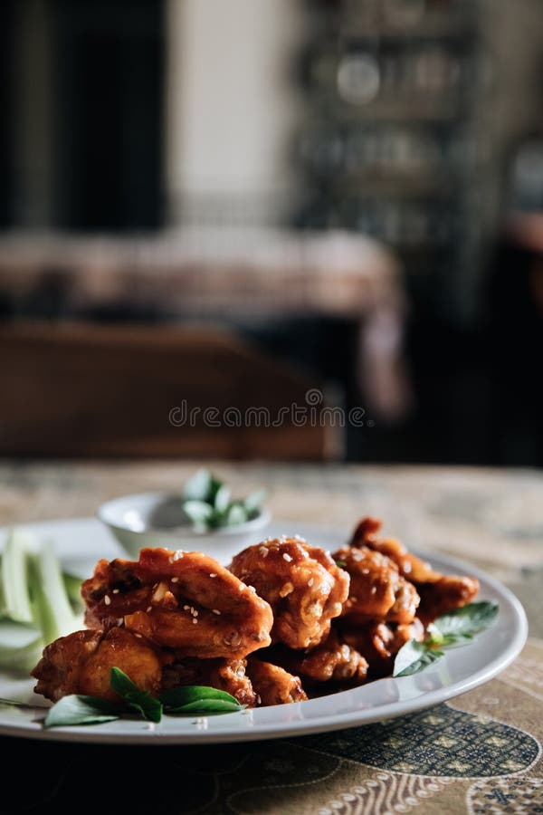Buffalo Wings , Fried Chicken with Hot and Spicy Sauce Stock Photo Image of food, dressing