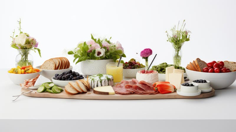 Buffet catering, vit bakgrund stock illustrationer