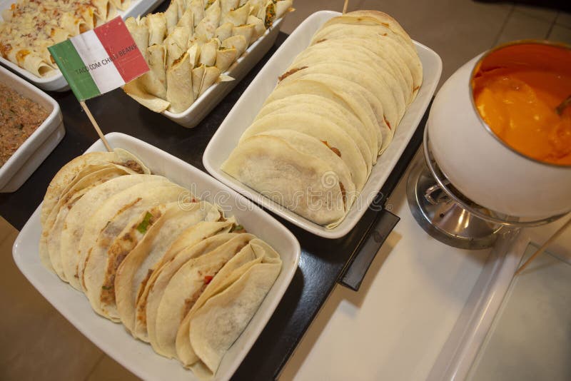 Buffet of Dishes of Mexican Food Stock Photo - Image of eating, lunch