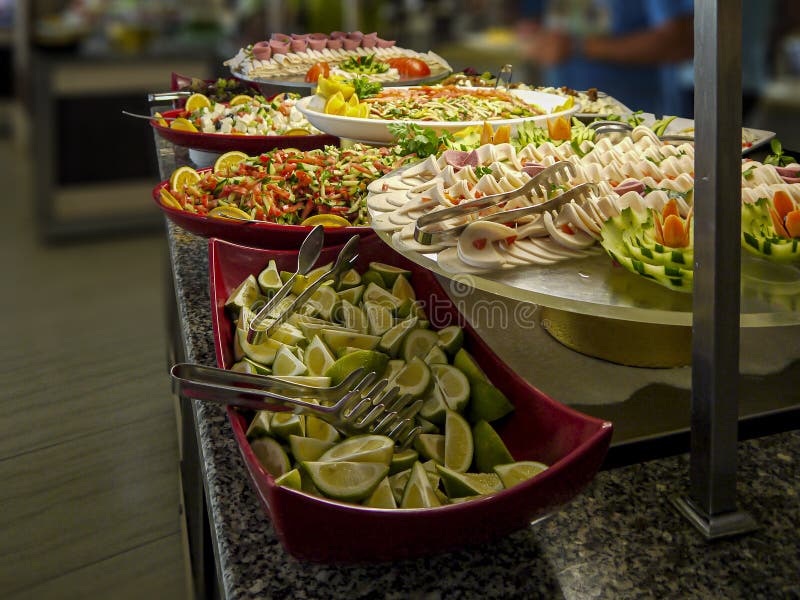 Buffet for Guests at a Personal Home Dinner Party in Honor of the Holiday.  the Use of a Smorgasbord in the Service of a Large Stock Photo - Image of  celebrating, buffet: