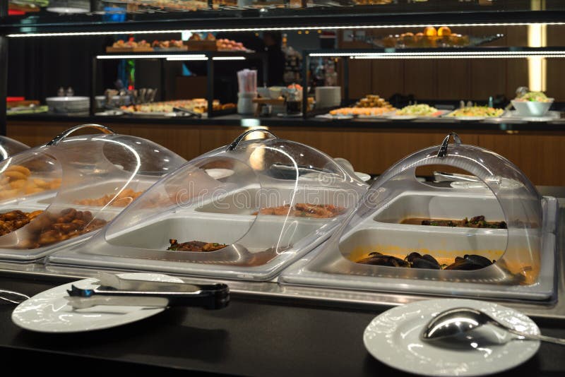 Buffet self-service, catering business, trays of food