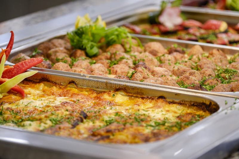Buffet with main dishes 9 stock photo. Image of luxury - 134589210