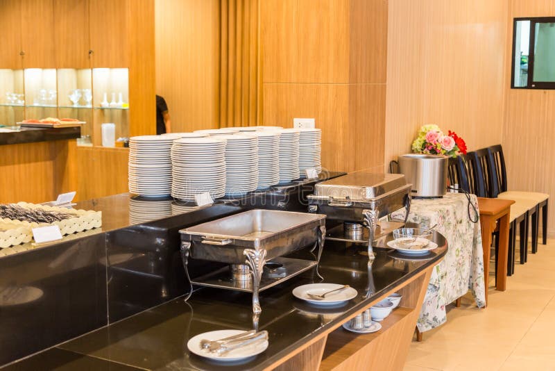 Buffetgebied bij eetkamer in hotel stock foto's Buffetgebied bij eetkamer in hotel stock foto's