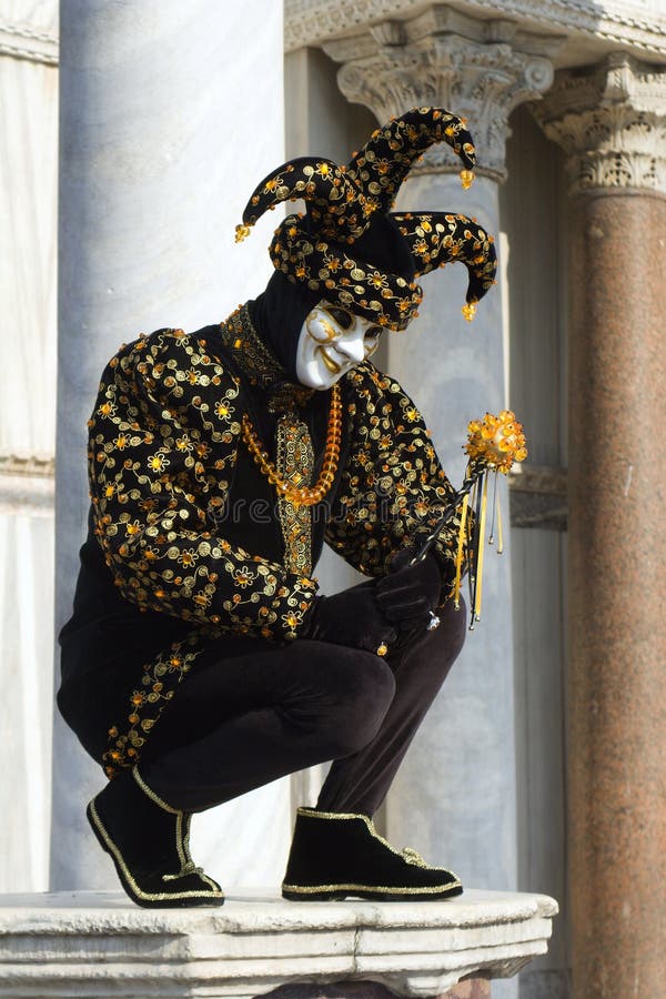 Buffon - mask from venice carnival in black-gold. Buffon - mask from venice carnival in black-gold