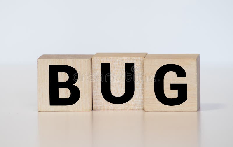 Bug - isolated text in wooden building blocks