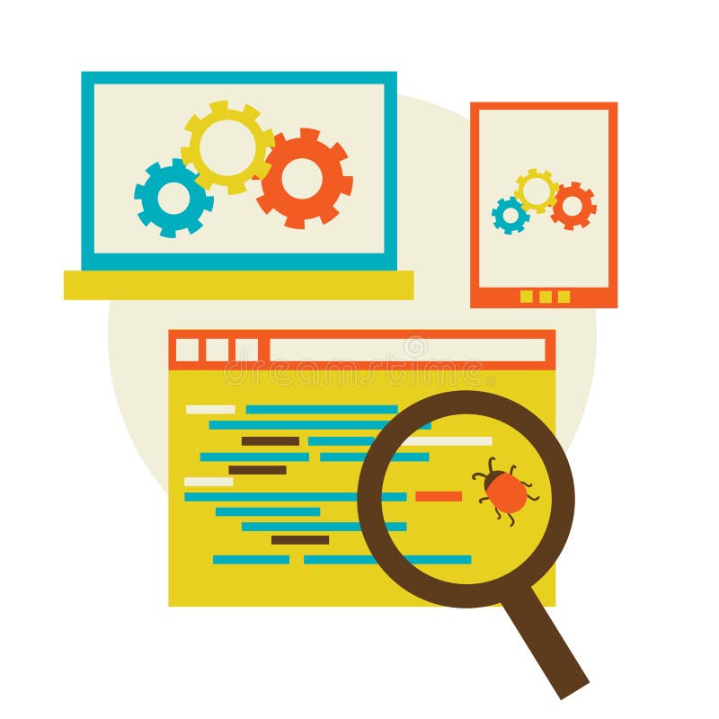 Bug in the programming code vector illustration