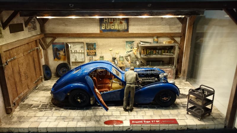 model car garage diorama