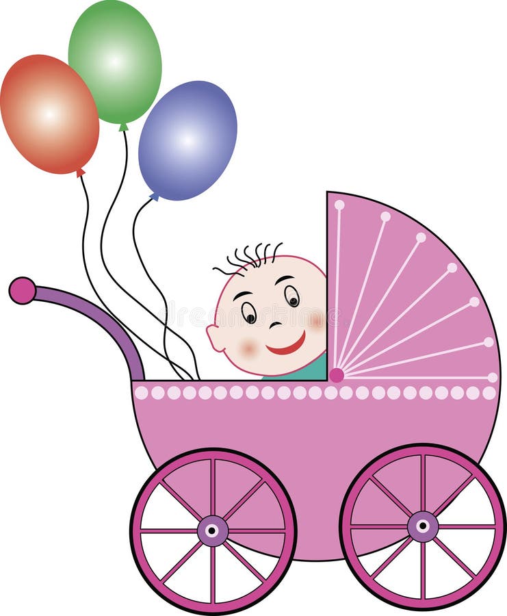 Buggy, baby and balloons stock vector. Illustration of parenting 2970319