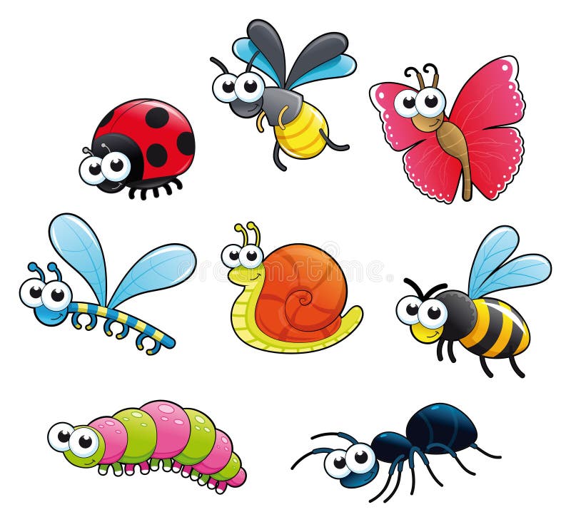 Bugs + 1 snail. royalty free illustration