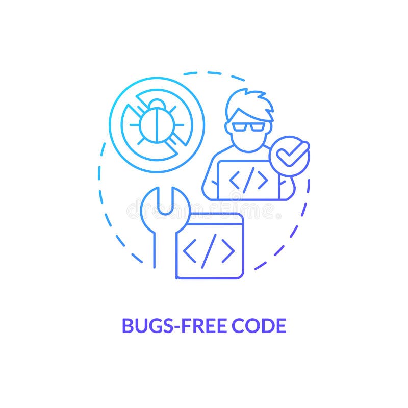 Bugs-free code blue gradient concept icon vector illustration
