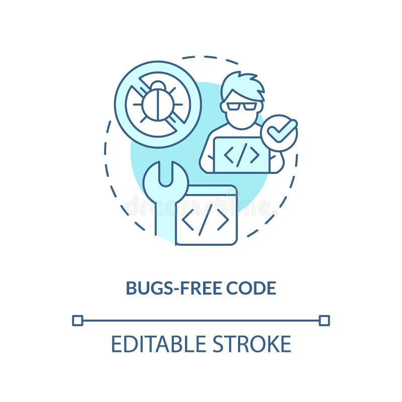 Bugs-free code turquoise concept icon vector illustration