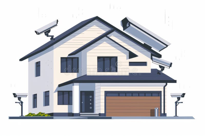 Build a comprehensive network of CCTV cameras with motion detection technology to control and safeguard private spaces effectively stock illustration