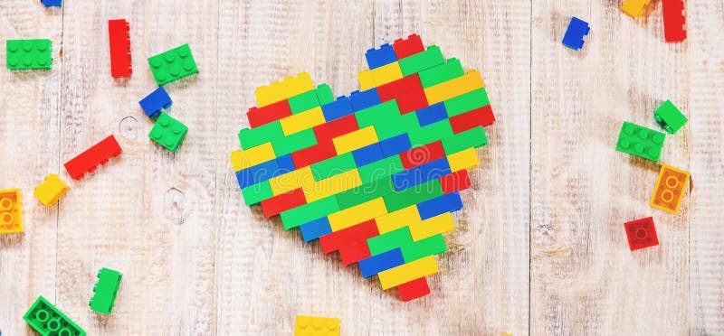 Build a Designer Lego Heart. Selective Background Stock Photo - Image