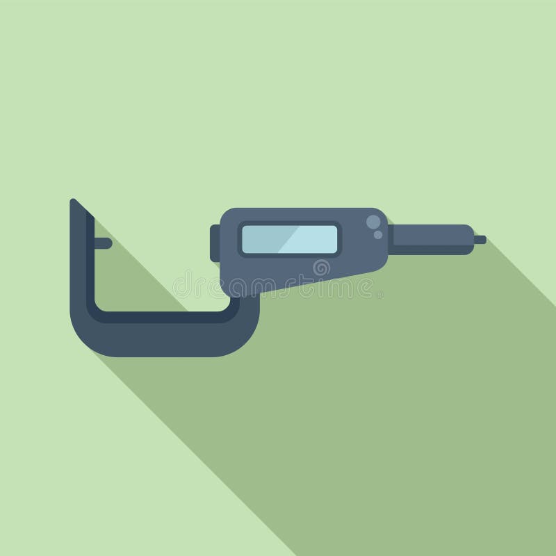 Build digital micrometer icon flat vector. Metallic tool stock illustration