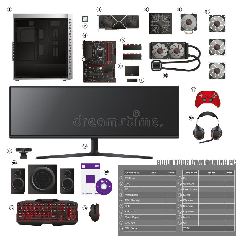 Pc Gaming Components Stock Illustrations 157 Pc Gaming Components