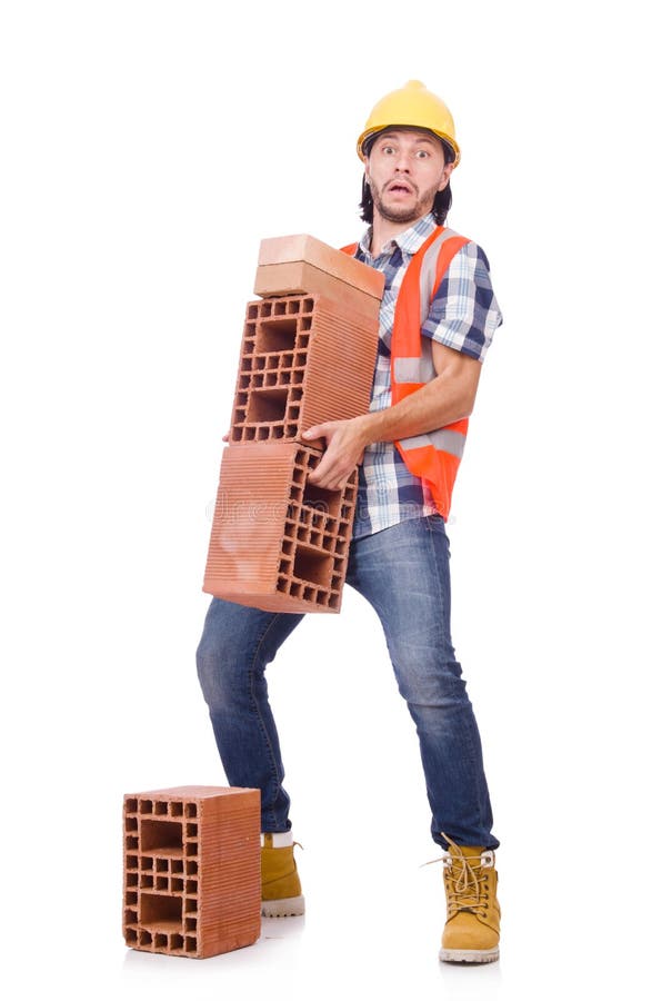Builder with Clay Bricks Isolated Stock Image Image of isolated, home