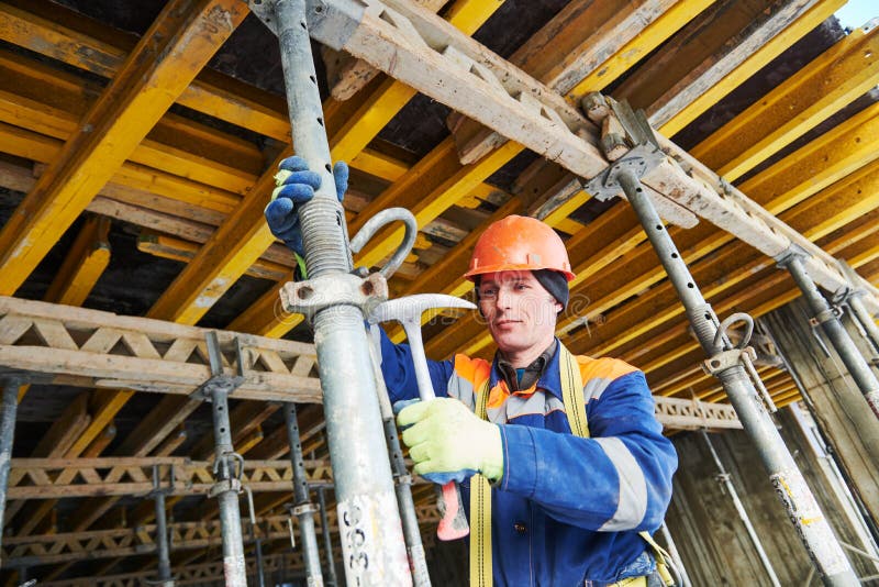 Builder Installing Road Concrete Kerb Stock Photo Image Of